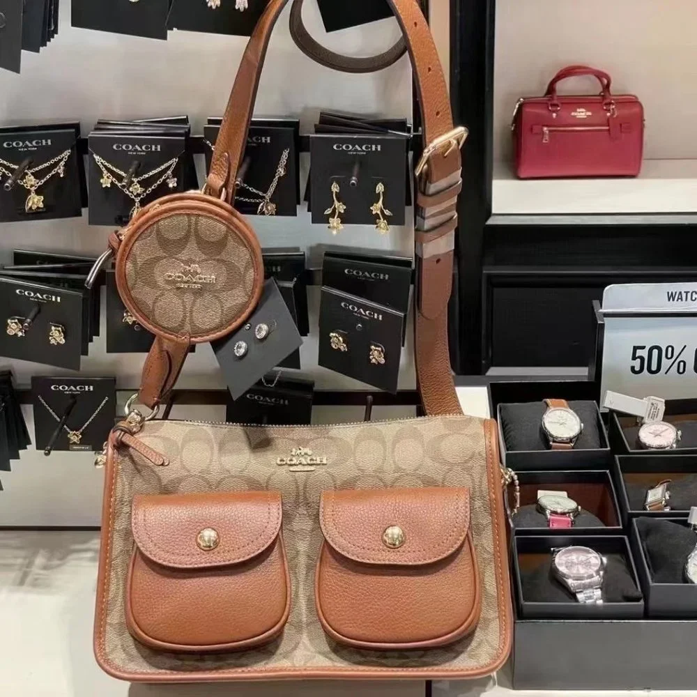 Coach C5675 Pennie Crossbody With Coin Case In Signature Canvas Khaki - Picture 1 of 6